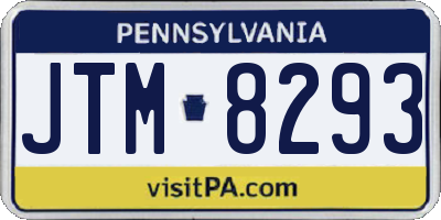 PA license plate JTM8293