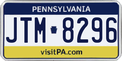 PA license plate JTM8296