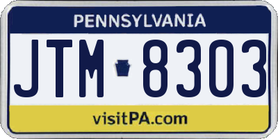 PA license plate JTM8303