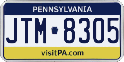 PA license plate JTM8305