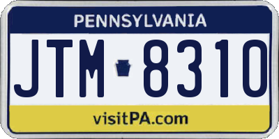 PA license plate JTM8310