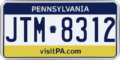 PA license plate JTM8312