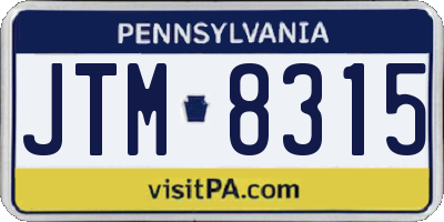 PA license plate JTM8315