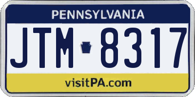 PA license plate JTM8317