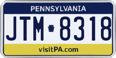 PA license plate JTM8318