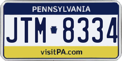 PA license plate JTM8334