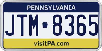 PA license plate JTM8365