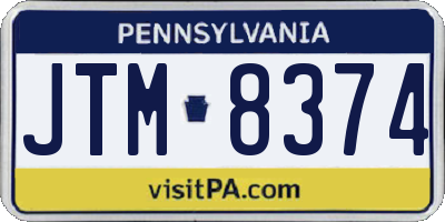 PA license plate JTM8374