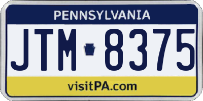 PA license plate JTM8375