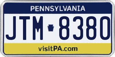 PA license plate JTM8380