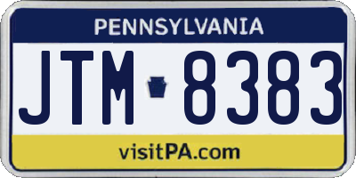 PA license plate JTM8383