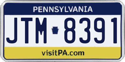 PA license plate JTM8391
