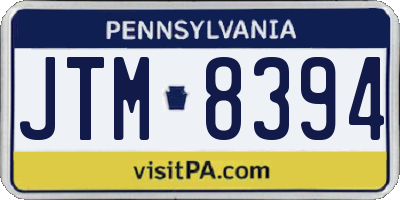 PA license plate JTM8394