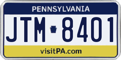 PA license plate JTM8401