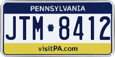 PA license plate JTM8412