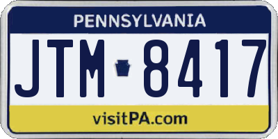 PA license plate JTM8417
