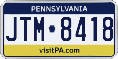 PA license plate JTM8418