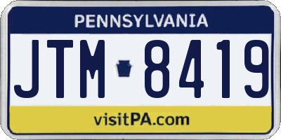 PA license plate JTM8419