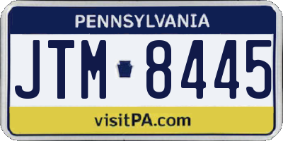 PA license plate JTM8445