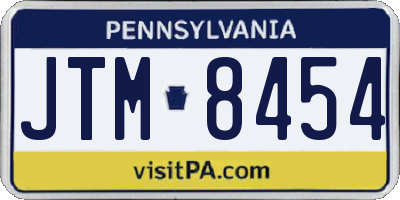 PA license plate JTM8454
