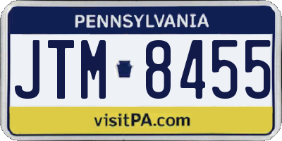 PA license plate JTM8455