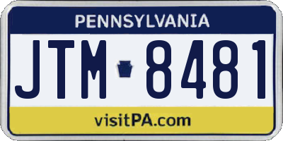 PA license plate JTM8481