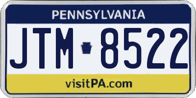 PA license plate JTM8522