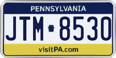 PA license plate JTM8530