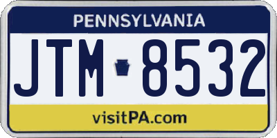 PA license plate JTM8532