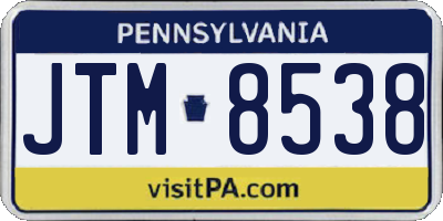 PA license plate JTM8538
