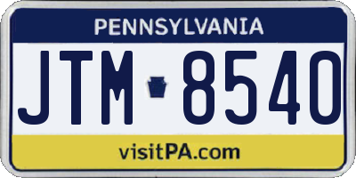 PA license plate JTM8540