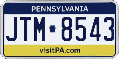 PA license plate JTM8543