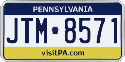 PA license plate JTM8571