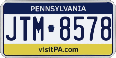 PA license plate JTM8578