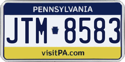 PA license plate JTM8583