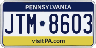 PA license plate JTM8603