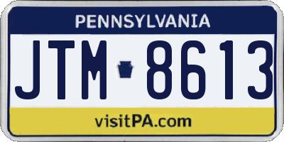 PA license plate JTM8613