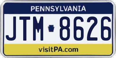 PA license plate JTM8626