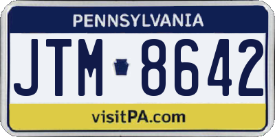 PA license plate JTM8642
