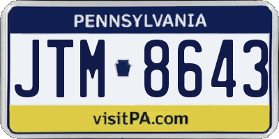 PA license plate JTM8643