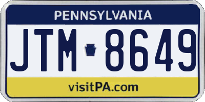 PA license plate JTM8649