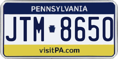 PA license plate JTM8650