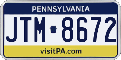 PA license plate JTM8672