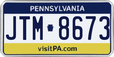 PA license plate JTM8673