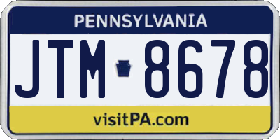PA license plate JTM8678