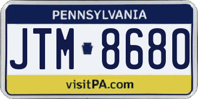 PA license plate JTM8680