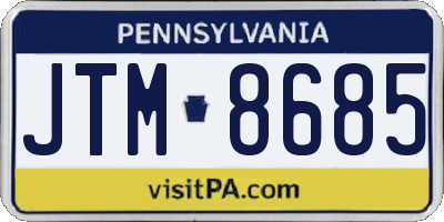 PA license plate JTM8685