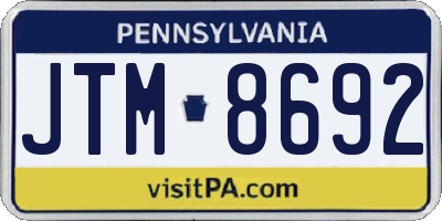 PA license plate JTM8692