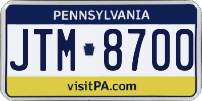 PA license plate JTM8700
