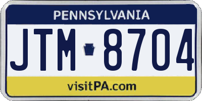 PA license plate JTM8704